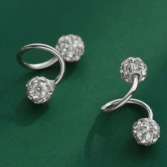 Any 4/$25! Silver Corkscrew Crystal Pave Earrings - Picture 2 of 8